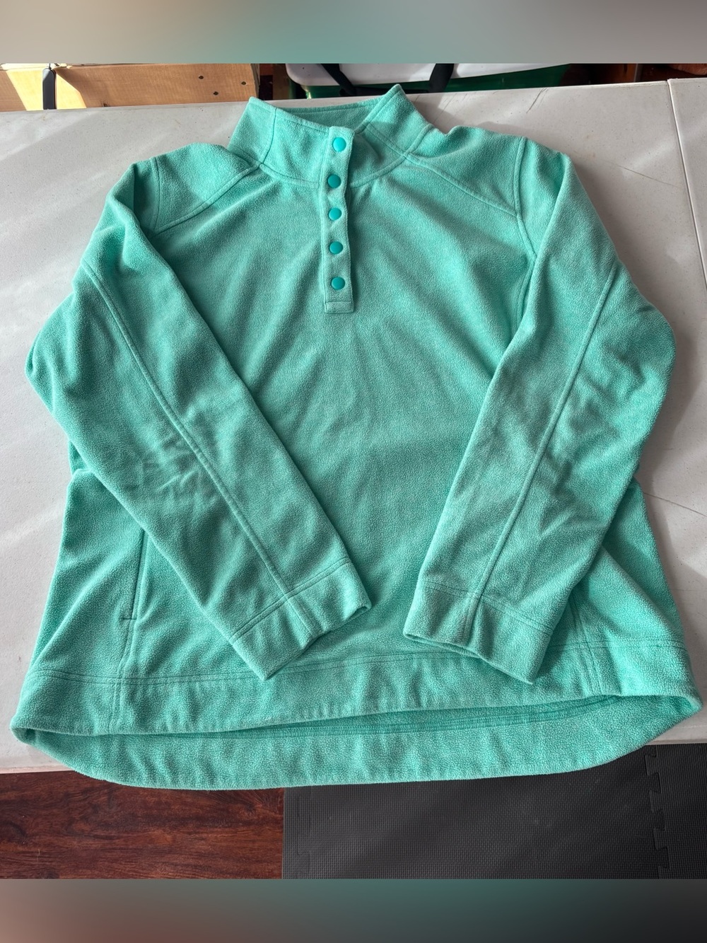 Duluth Trading Co Women XXL Fleece Snap Neck Pullover Mint Green Thumbhole